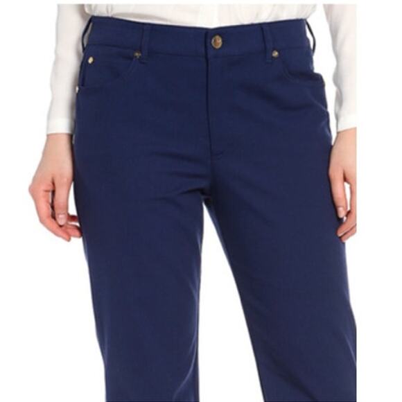 ESCADA Navy Blue Straight Leg Stretch Trousers Pants 42 - Picture 2 of 7